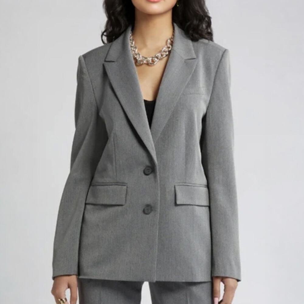 Open Edit Nordstrom Heather Gray Two Button Tailored Blazer XS